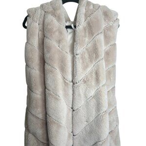 BCBG Generation Blush Faux Fur Hooded Vest with Pockets